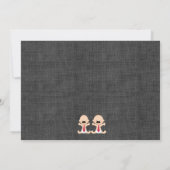 Mustache Twin Boy Baby shower Uitnodiging (Achterkant)