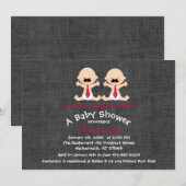 Mustache Twin Boy Baby shower Uitnodiging (Voorkant / Achterkant)