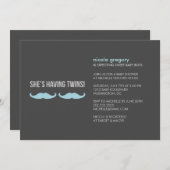 Mustache Twins Baby shower Kaart (Voorkant / Achterkant)