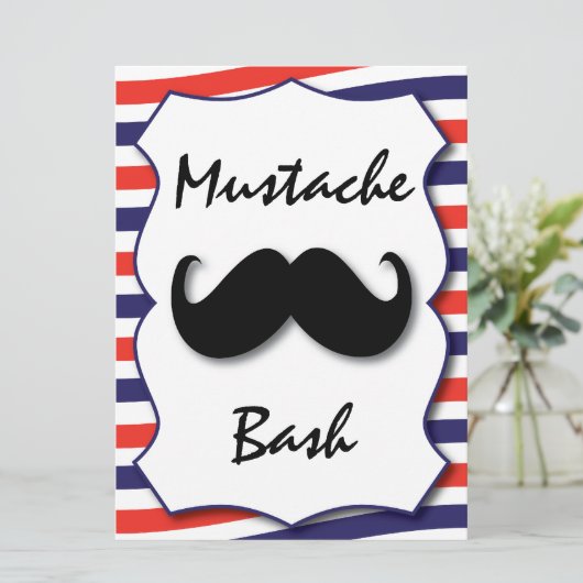 Mustache Uitnodiging (Staand voorkant)
