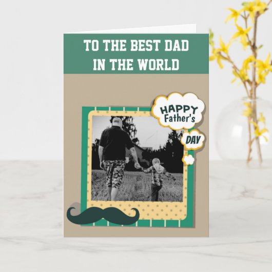 Mustache Vaderdag - Aangepaste fotokaart Kaart (Gele Bloem)
