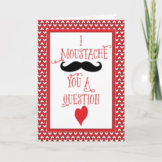 Mustache Valentijn Day, Red Hearts Feestdagen Kaart (Voorkant)