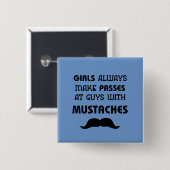 Mustache Vierkante Button 5,1 Cm (Voorkant /achterkant)