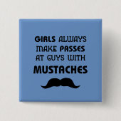Mustache Vierkante Button 5,1 Cm (Voorkant)