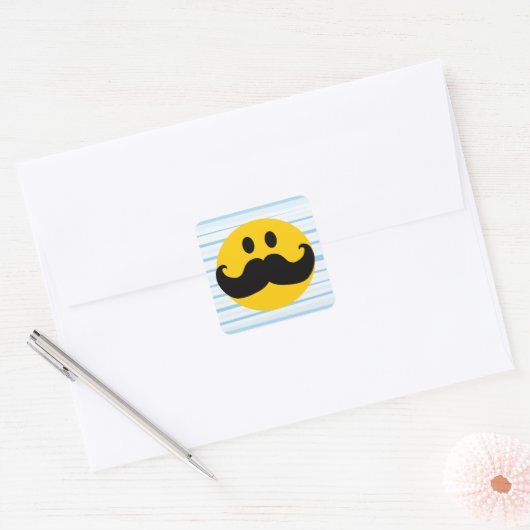 Mustache Vierkante Sticker (Envelop)