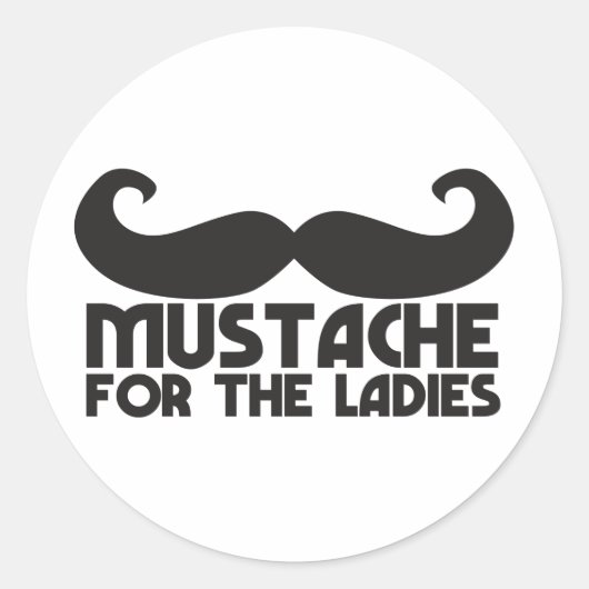 Mustache voor de dames ronde sticker (Voorkant)