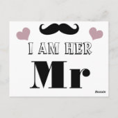 Mustache Wedding Photo Prop. Ik ben haar Mr. Briefkaart (Achterkant)