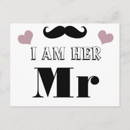 Mustache Wedding Photo Prop. Ik ben haar Mr. Briefkaart