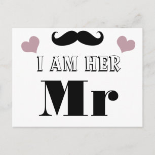 Mustache Wedding Photo Prop. Ik ben haar Mr. Briefkaart