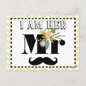 Mustache Wedding Photo Prop. Ik ben haar Mr. Briefkaart (Achterkant)