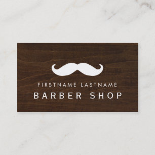 Mustache Woodgrain Barber Shop Visitekaartje