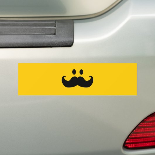Mustache Yellow Happy Face Bumpersticker (Op auto)