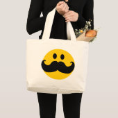 Mustache Yellow Happy Face Grote Tote Bag (Voorkant (product))