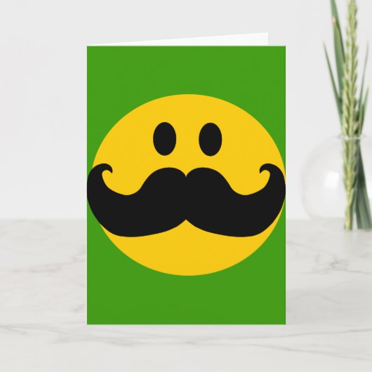 Mustache Yellow Happy Face Kaart (Voorkant)