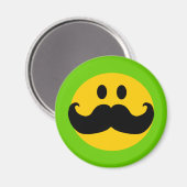 Mustache Yellow Happy Face Magneet (Voorkant / Achterkant)