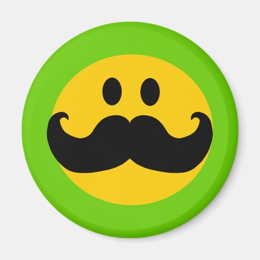 Mustache Yellow Happy Face Magneet (Voorkant)