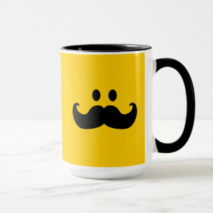 Mustache Yellow Happy Face Mok
