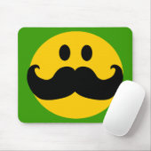 Mustache Yellow Happy Face Muismat (Met muis)