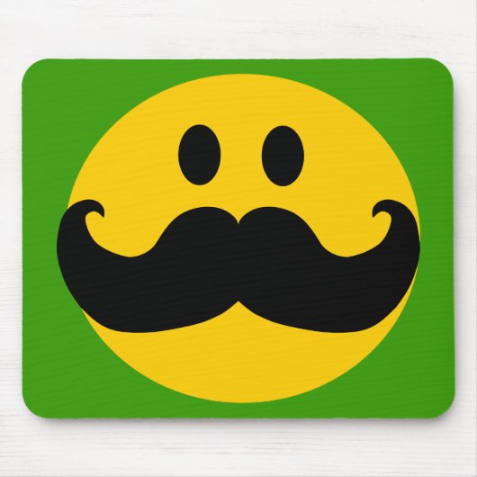 Mustache Yellow Happy Face Muismat (Voorkant)
