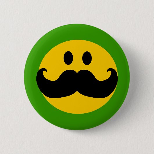 Mustache Yellow Happy Face Ronde Button 5,7 Cm (Voorkant)