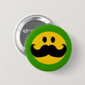 Mustache Yellow Happy Face Ronde Button 5,7 Cm (Voorkant /achterkant)