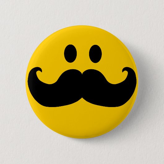 Mustache Yellow Happy Face Ronde Button 5,7 Cm (Voorkant)