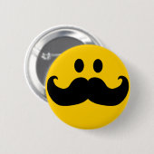 Mustache Yellow Happy Face Ronde Button 5,7 Cm (Voorkant /achterkant)
