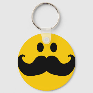Mustache Yellow Happy Face Sleutelhanger