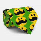 Mustache Yellow Happy Face Stropdas (Opgerold)
