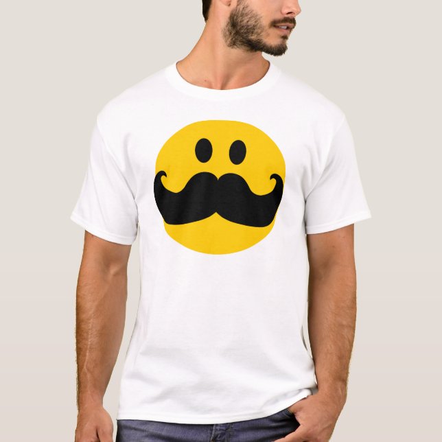 Mustache Yellow Happy Face T-shirt (Voorkant)