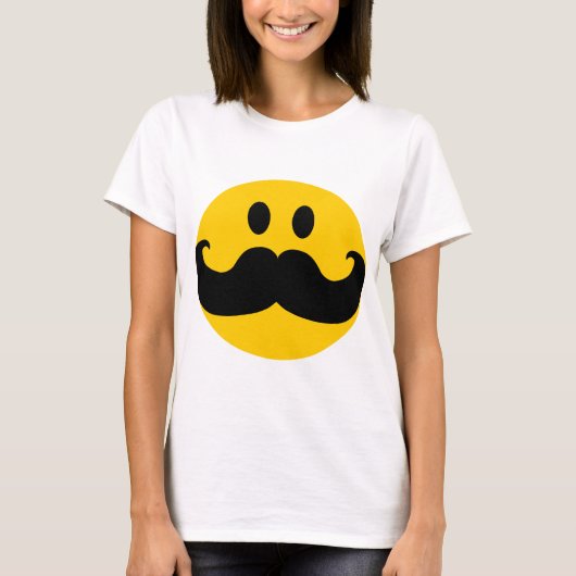 Mustache Yellow Happy Face T-shirt (Voorkant)