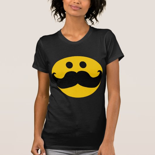 Mustache Yellow Happy Face T-shirt (Voorkant)