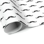 Mustache, zwart, eenvoudig, verjaardag cadeaupapier (Rol Hoek)