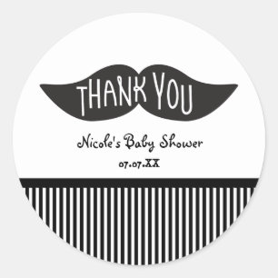 Mustache Zwart & Wit Dank u Party Stickers