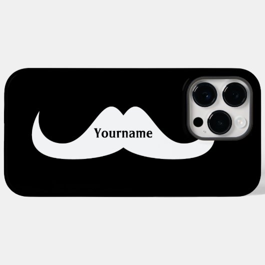 Mustache Zwart-wit Jouw naam Aanpassen Case-Mate iPhone Case (Achterkant (horizontaal))