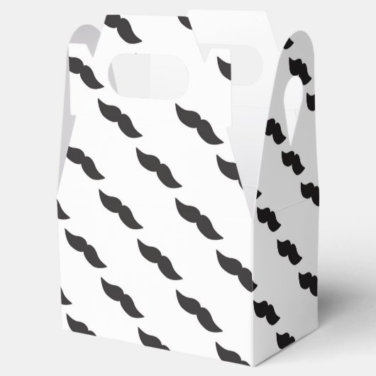 Mustache Zwart & Wit Modern Party Favor Boxes Bedankdoosjes (Geopend)