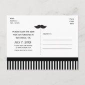 Mustache Zwart & Wit Save The Date Briefkaart (Achterkant)