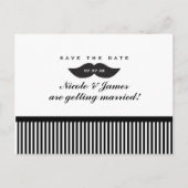 Mustache Zwart & Wit Save The Date Briefkaart (Voorkant)