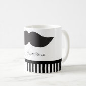 Mustache Zwart & Witte Strepen Moderne Koffie Mok (Voorkant rechts)