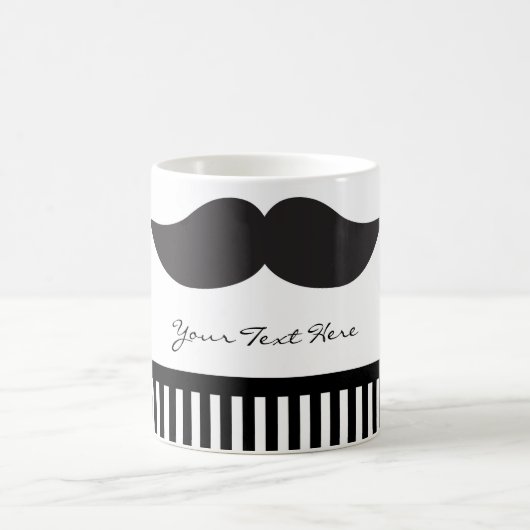 Mustache Zwart & Witte Strepen Moderne Koffie Mok (Center)