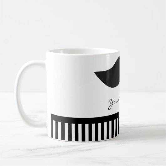 Mustache Zwart & Witte Strepen Moderne Koffie Mok (Links)