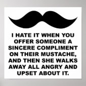 Mustached Woman Funny Poster (Voorkant)