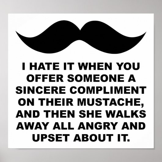 Mustached Woman Funny Poster (Voorkant)