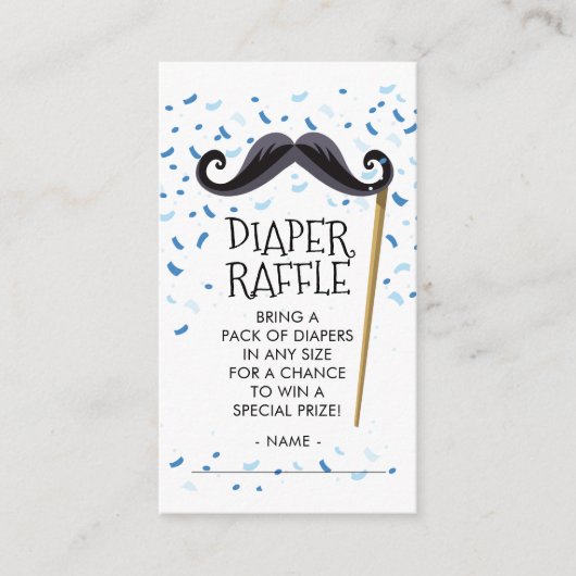 Mustachel Baby shower Luier Raffle Ticket Informatiekaartje (Voorkant)