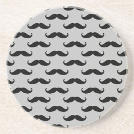 Mustaches met zwarte en grijze kleur zandsteen onderzetter
