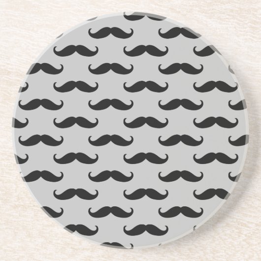 Mustaches met zwarte en grijze kleur zandsteen onderzetter (Voorkant)
