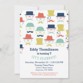 Mustaches Petten Verjaardaguitnodiging Hip Mannen  Kaart (Voorkant)