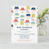 Mustaches Petten Verjaardaguitnodiging Hip Mannen  Kaart (Staand voorkant)