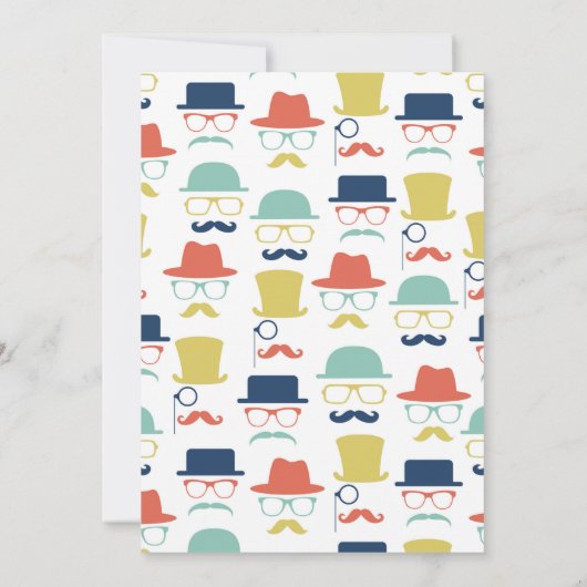 Mustaches Petten Verjaardaguitnodiging Hip Mannen  Kaart (Achterkant)