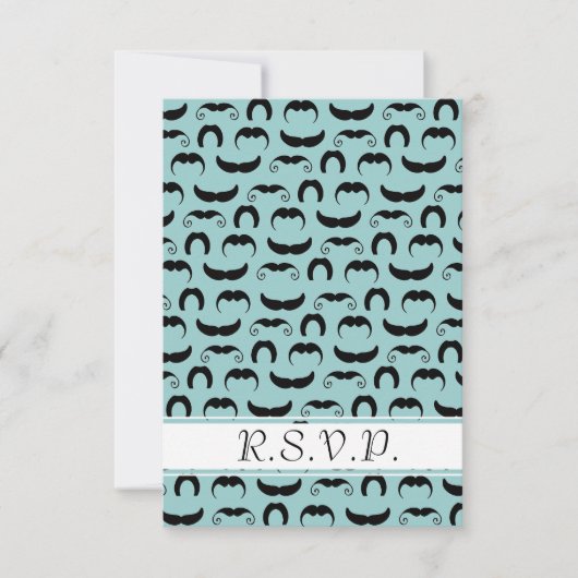Mustaches R.S.V.P. Blauw RSVP Kaartje (Voorkant)